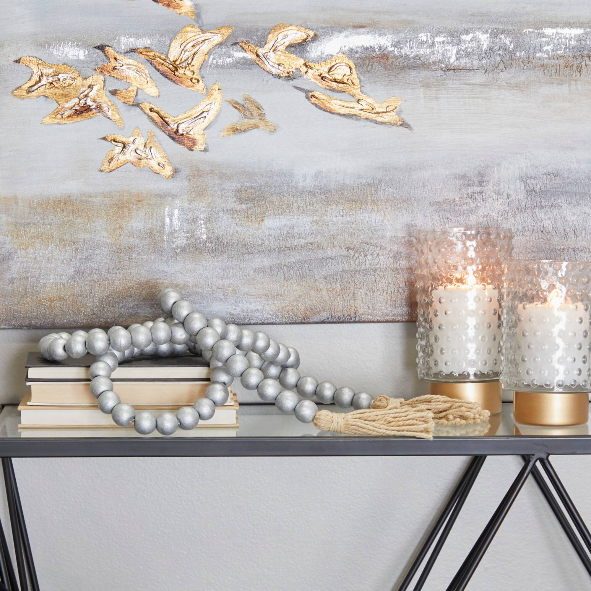 Silver Mango Wood Beaded Garland with Tassel